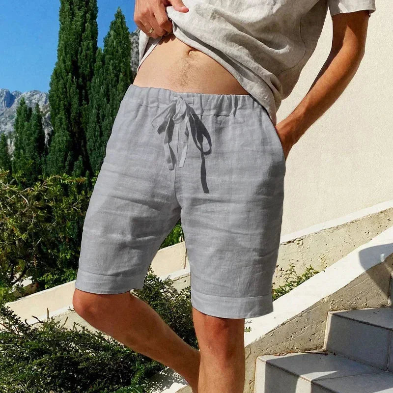 Bermuda de linho masculina lisa