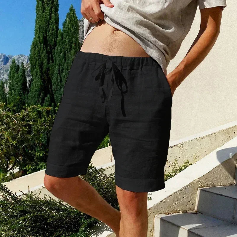 Bermuda de linho masculina lisa