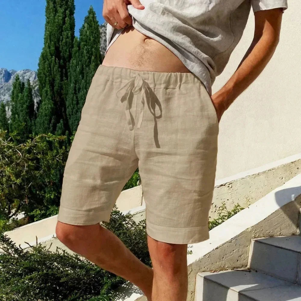 Bermuda de linho masculina lisa
